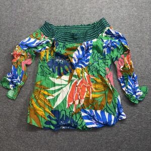 Jealous Tomato tropical print off-shoulder blouse Small